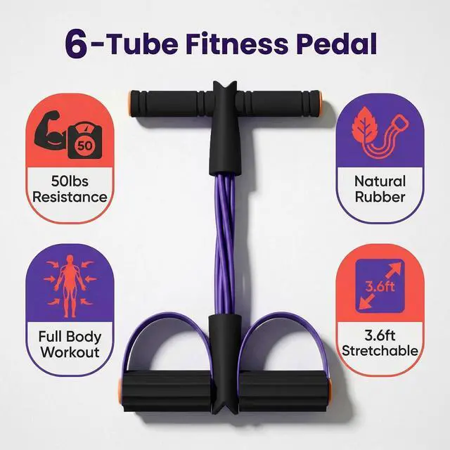 Alt view image 4 of 7 - FENFATUO Pedal Resistance Bands with Handles for Home Work Out