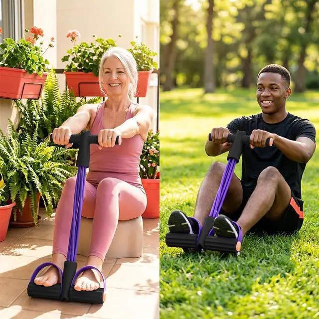 Alt view image 7 of 7 - FENFATUO Pedal Resistance Bands with Handles for Home Work Out