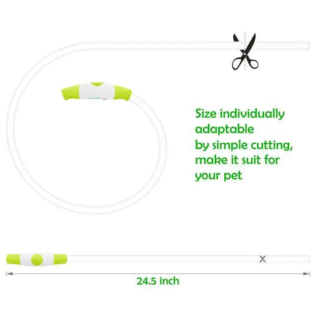 Alt view image 3 of 7 - Led Dog Collar, BSEEN USB Rechargeable Flash Dog Necklace Light, Pet Safety Collar Makes Your Beloved Dogs Be Seen at Night for Small Medium Large Dogs(Green)
