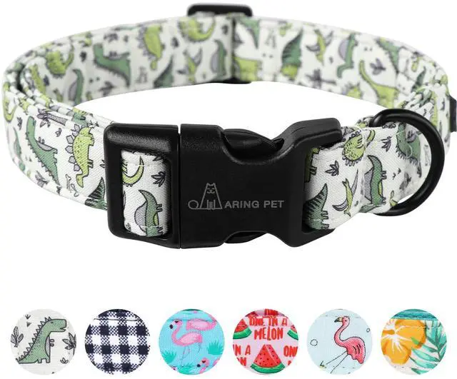 Main image of ARING PET Dinosaur Dog Collar-Cute Dog Collar for Small Dogs, Adjustable Comfortable Cotton Boy Dog Collars for Small Medium Large Dogs, Small