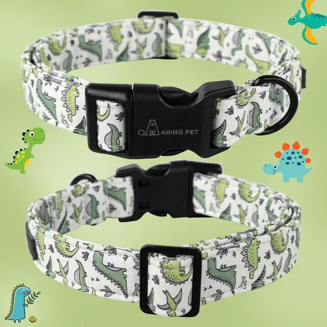 Alt view image 3 of 6 - ARING PET Dinosaur Dog Collar-Cute Dog Collar for Small Dogs, Adjustable Comfortable Cotton Boy Dog Collars for Small Medium Large Dogs, Small