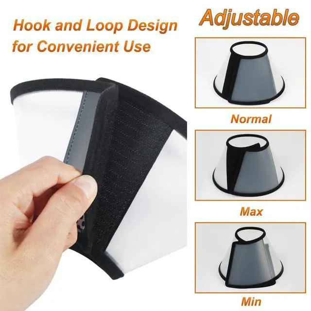 Alt view image 2 of 7 - Vivifying Cat Cone, Adjustable Recovery Pet Cone, Three Sizes Lightweight Plastic Elizabethan Collar for Cats, Mini Dogs and Rabbits (Black)