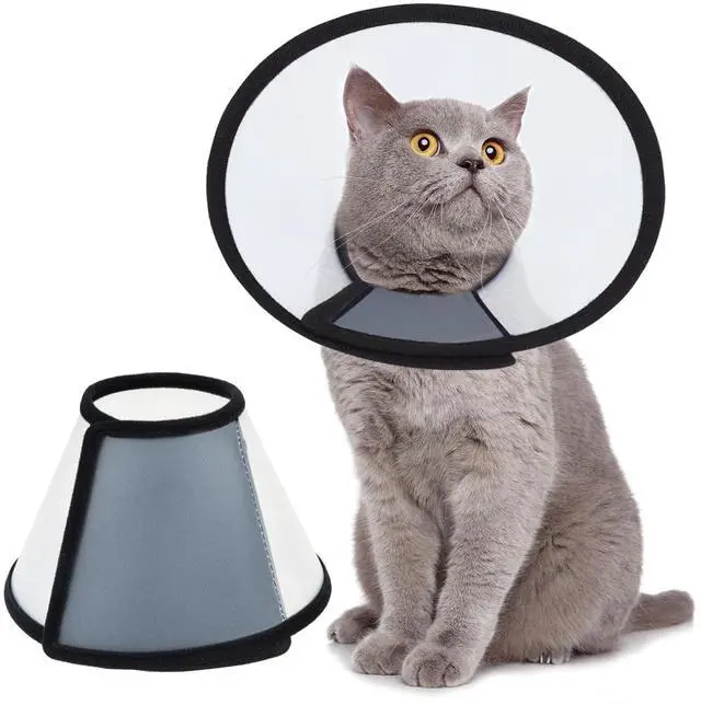 Main image of Vivifying Cat Cone, Adjustable Recovery Pet Cone, Three Sizes Lightweight Plastic Elizabethan Collar for Cats, Mini Dogs and Rabbits (Black)