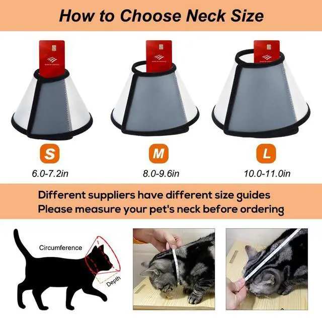 Alt view image 4 of 7 - Vivifying Cat Cone, Adjustable Recovery Pet Cone, Three Sizes Lightweight Plastic Elizabethan Collar for Cats, Mini Dogs and Rabbits (Black)