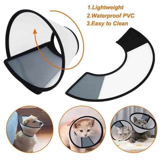 Alt view image 5 of 7 - Vivifying Cat Cone, Adjustable Recovery Pet Cone, Three Sizes Lightweight Plastic Elizabethan Collar for Cats, Mini Dogs and Rabbits (Black)