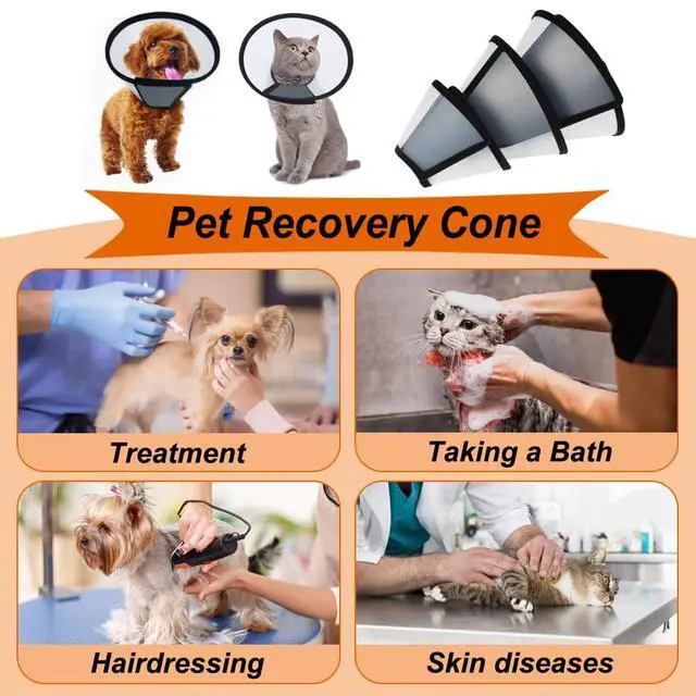 Alt view image 6 of 7 - Vivifying Cat Cone, Adjustable Recovery Pet Cone, Three Sizes Lightweight Plastic Elizabethan Collar for Cats, Mini Dogs and Rabbits (Black)