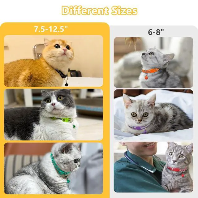 Alt view image 4 of 7 - Taglory Reflective Cat Collar Breakaway with Bell, High Visibility Night Strip, Lightweight Adjustable Nylon Collar for Boy Girl Cats, 2 Pack, 7.5-12.5 Inch, Orange