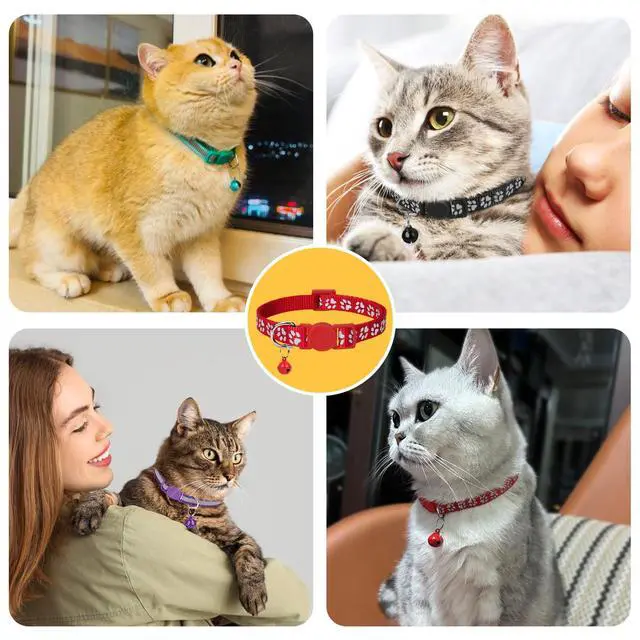 Alt view image 7 of 7 - Taglory Reflective Cat Collar Breakaway with Bell, High Visibility Night Strip, Lightweight Adjustable Nylon Collar for Boy Girl Cats, 2 Pack, 7.5-12.5 Inch, Orange