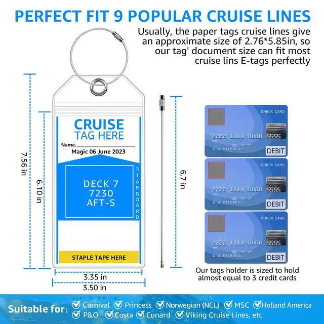 Alt view image 3 of 7 - 5 Pack Cruise Luggage Tag Holders for Carnival, NCL, Princess, MSC Cruise Ships, Clear Cruise Tags Holders with Zip Seal by FUNMCAN, Wide Waterproof Cruise Essentials Cruise Accessories Must Haves