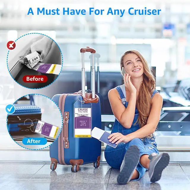 Alt view image 4 of 7 - 5 Pack Cruise Luggage Tag Holders for Carnival, NCL, Princess, MSC Cruise Ships, Clear Cruise Tags Holders with Zip Seal by FUNMCAN, Wide Waterproof Cruise Essentials Cruise Accessories Must Haves