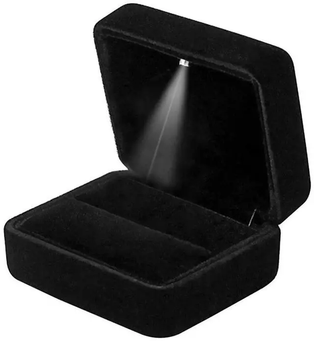 Main image of GBYAN Velvet Ring Box with LED Light Jewelry Display Gift Box for Proposal,Engagement, Wedding