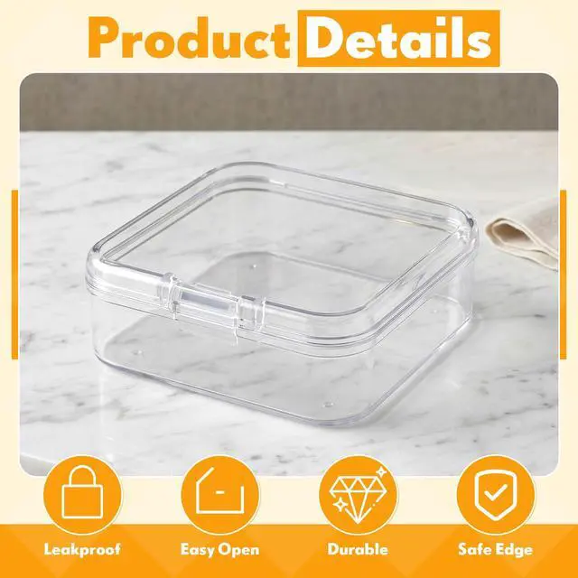 Alt view image 3 of 7 - Jetec 6 Pieces Mini Plastic Clear Beads Storage Containers Box for Collecting Small Items, Beads, Jewelry, Business Cards, Game Pieces, Crafts (2.1 x 2.1 x 0.8 Inch)