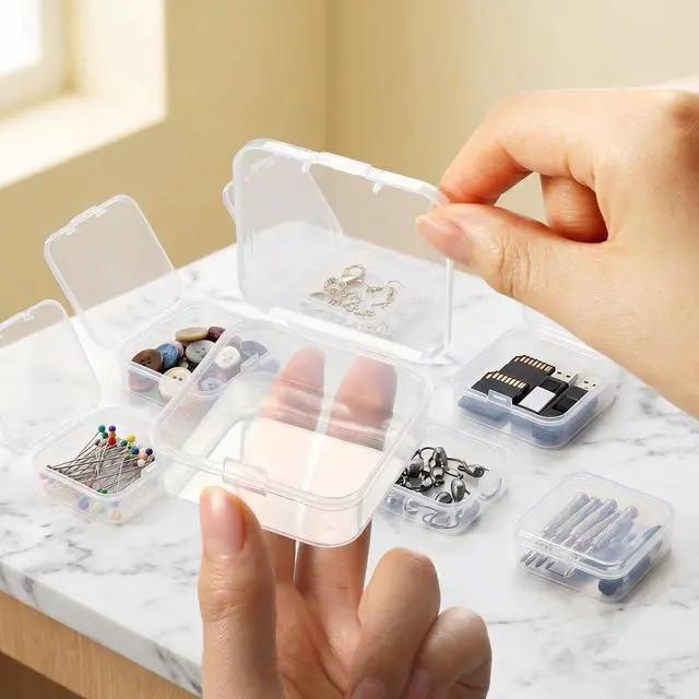 Alt view image 4 of 7 - Jetec 6 Pieces Mini Plastic Clear Beads Storage Containers Box for Collecting Small Items, Beads, Jewelry, Business Cards, Game Pieces, Crafts (2.1 x 2.1 x 0.8 Inch)