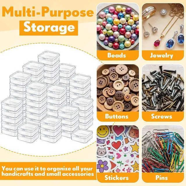 Alt view image 6 of 7 - Jetec 6 Pieces Mini Plastic Clear Beads Storage Containers Box for Collecting Small Items, Beads, Jewelry, Business Cards, Game Pieces, Crafts (2.1 x 2.1 x 0.8 Inch)