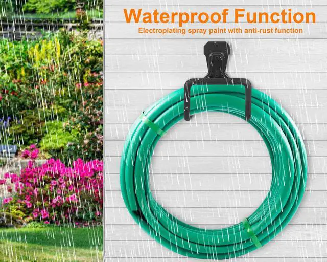 Alt view image 2 of 7 - PeoMev Metal Garden Hose Holder - Heavy Duty Hose Hanger Wall Mounted Water Hose Holder for Outside Yard, Sturdy Hose Reel Hose Hooks for Water Hose, Extension Cords