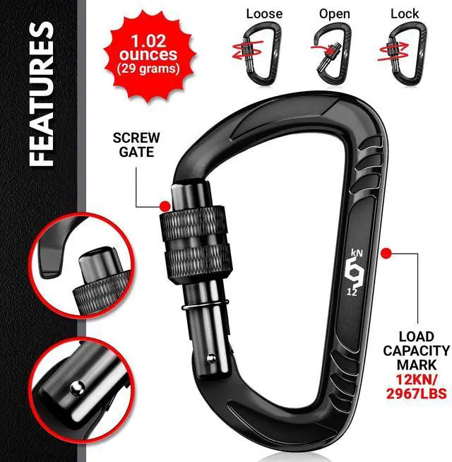 Alt view image 3 of 6 - Rhino Produxs 12kN Heavy Duty Carabiner Clips