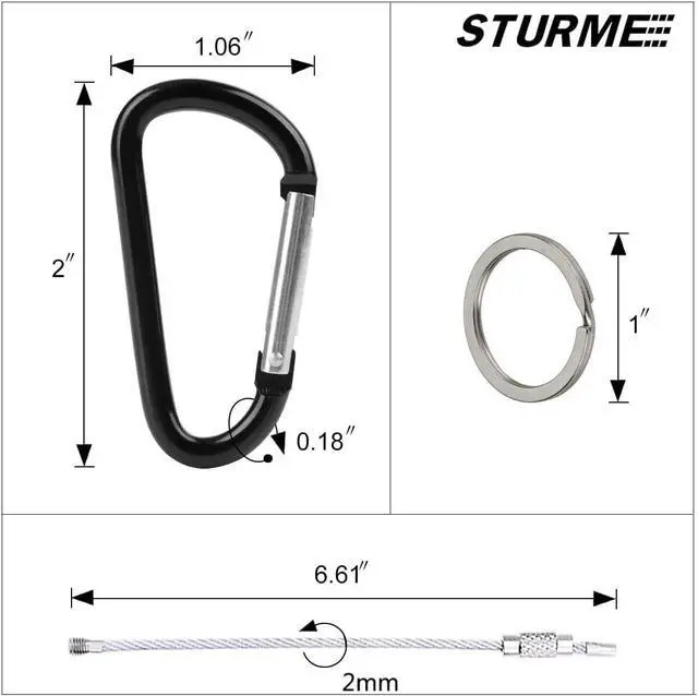 Alt view image 2 of 7 - STURME 2" Aluminum D Ring Carabiners Clip D Shape Spring Loaded Gate Small Keychain Carabiner Clip Set Outdoor Camping Mini Lock Snap Hooks Spring Link Key Chain Durable Improved 24 PCS (Assorted)