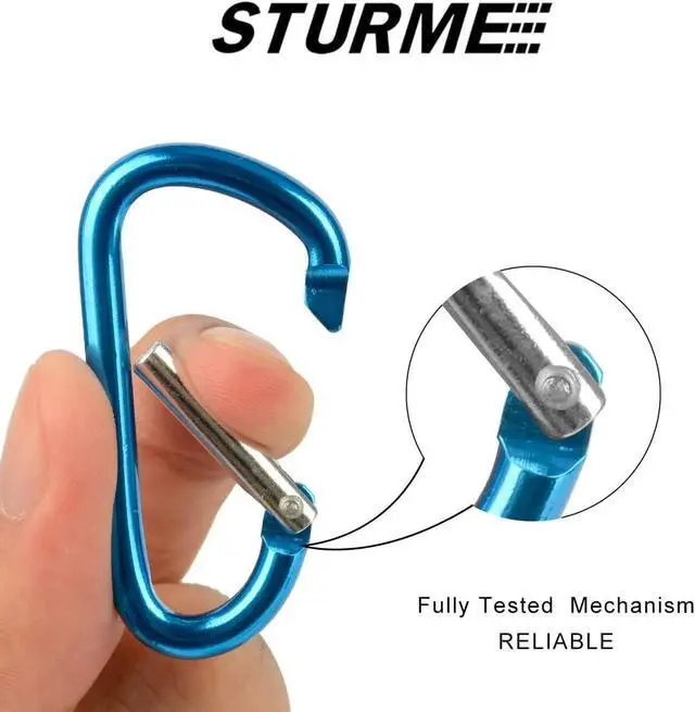 Alt view image 3 of 7 - STURME 2" Aluminum D Ring Carabiners Clip D Shape Spring Loaded Gate Small Keychain Carabiner Clip Set Outdoor Camping Mini Lock Snap Hooks Spring Link Key Chain Durable Improved 24 PCS (Assorted)