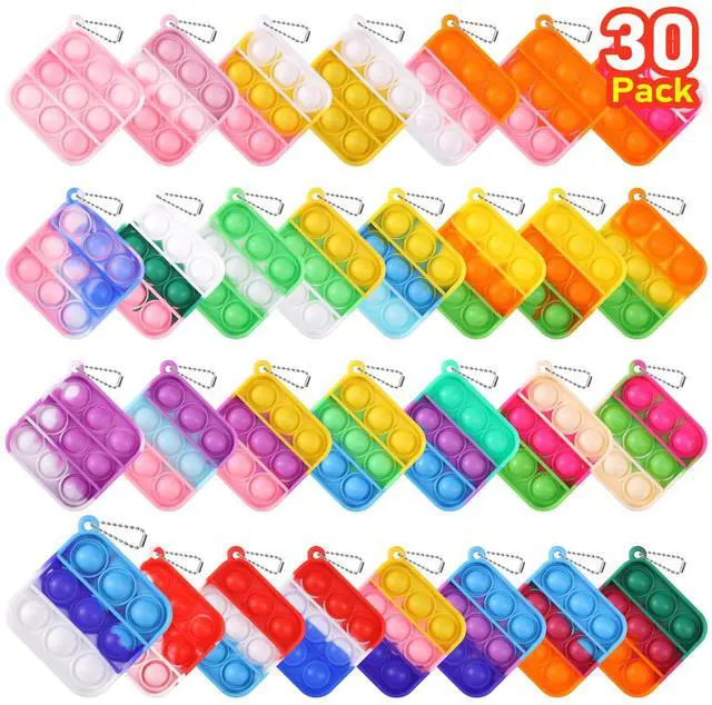 Main image of Kids Party Favors Fidget Toys Bulk 30 Pack Mini Pop Fidget Keychain Its Birthday Party Favors for Kids 4-8,8-12 Small Classroom Prizes It End of Year Gifts for Students from Teacher