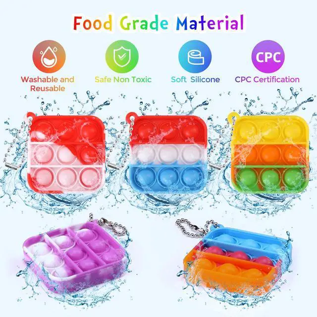Alt view image 5 of 7 - Kids Party Favors Fidget Toys Bulk 30 Pack Mini Pop Fidget Keychain Its Birthday Party Favors for Kids 4-8,8-12 Small Classroom Prizes It End of Year Gifts for Students from Teacher