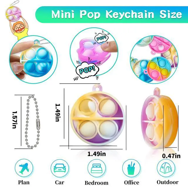 Alt view image 2 of 7 - ONKULL Pop Fidget Keychain 30 Pack ,Mini Fidget Toys Bulk ,Sensory Toys for Kids ,Party Favors for Kids 4-8,8-12 Year ,Back to School Gifts for Classroom ,Birthday Goodie Bags Stuffers