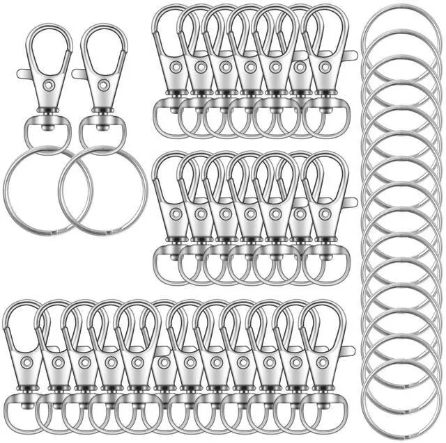 Main image of 70PCS Swivel Snap Hooks with Key Rings, Metal Lobster Claw Clasp, Keychain Rings for Crafts 1.25inch/32mm