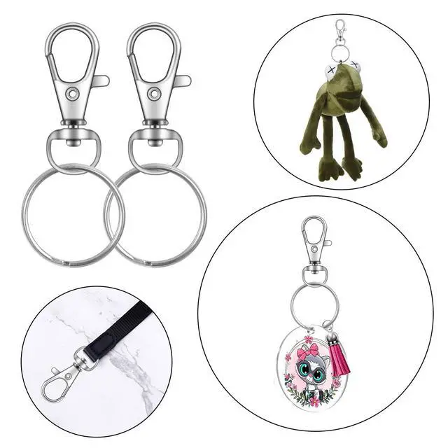 Alt view image 5 of 7 - 70PCS Swivel Snap Hooks with Key Rings, Metal Lobster Claw Clasp, Keychain Rings for Crafts 1.25inch/32mm