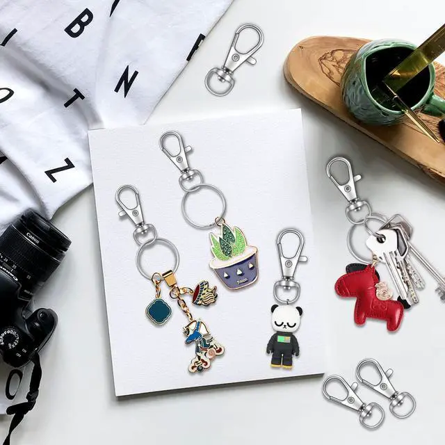 Alt view image 4 of 7 - 70PCS Swivel Snap Hooks with Key Rings, Metal Lobster Claw Clasp, Keychain Rings for Crafts 1.25inch/32mm