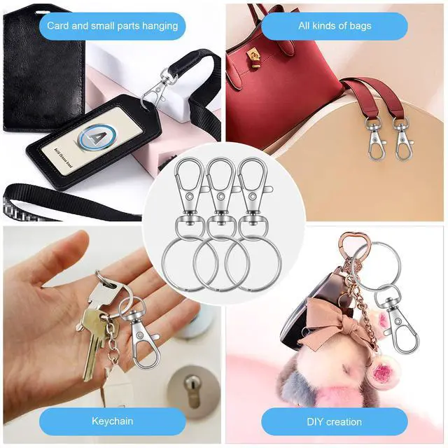Alt view image 7 of 7 - 70PCS Swivel Snap Hooks with Key Rings, Metal Lobster Claw Clasp, Keychain Rings for Crafts 1.25inch/32mm