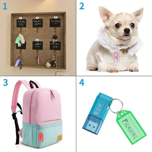 Alt view image 5 of 7 - Cuttte 16 Pack Plastic Key Tags, Key Labels with Ring and Label Window, 8 Colors