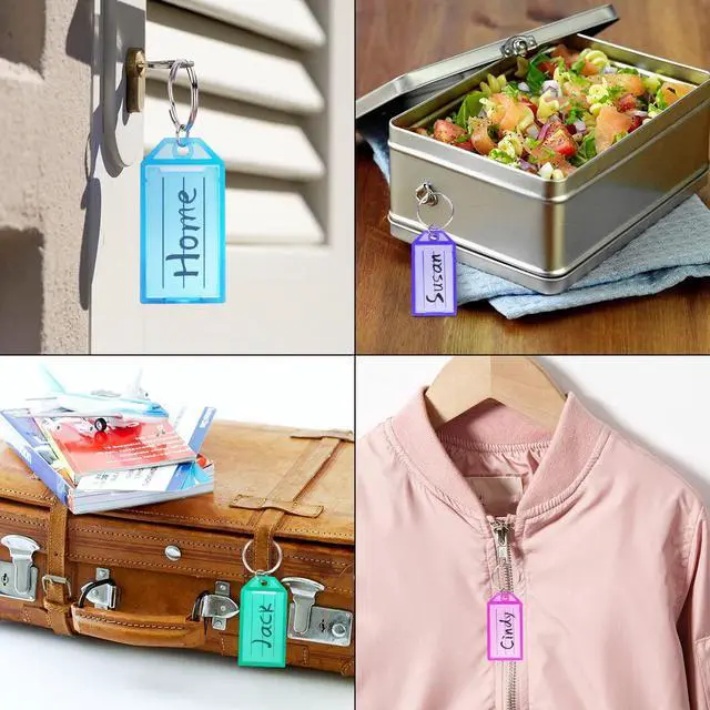 Alt view image 6 of 7 - Cuttte 16 Pack Plastic Key Tags, Key Labels with Ring and Label Window, 8 Colors
