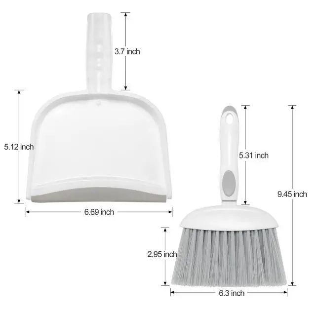 Alt view image 2 of 7 - NACENA Small Dust Pan and Brush Set, Mini Broom and Dustpan Set Small Hand Broom and Brush Combo Dust Pan with Teeth for Home Cleaning Drawers Desktop Sofas and Outdoor, White & Gray