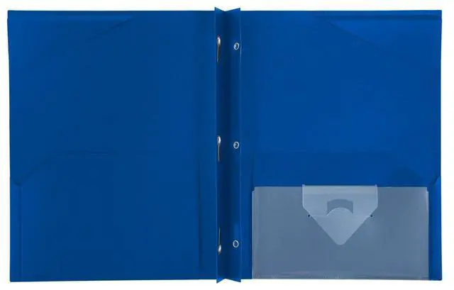 Alt view image 4 of 7 - Five Star 2-Pocket Folder, Plastic Folder with Stay-Put Tabs and Prong Fasteners, Holds 8-1/2" x 11" Paper, Pacific Blue (72115)