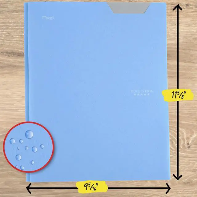 Alt view image 7 of 7 - Five Star 2-Pocket Folder, Plastic Folder with Stay-Put Tabs and Prong Fasteners, Holds 8-1/2" x 11" Paper, Pacific Blue (72115)