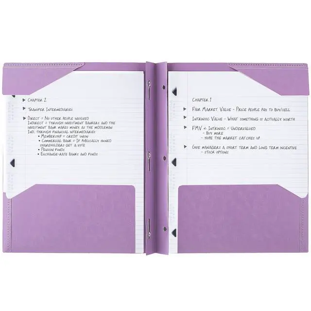 Alt view image 3 of 7 - Five Star 2-Pocket Folder, Plastic Folder with Stay-Put Tabs and Prong Fasteners, Holds 8-1/2" x 11" Paper, Amethyst Purple (38750)