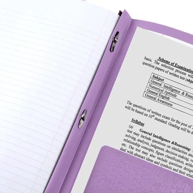 Alt view image 5 of 7 - Five Star 2-Pocket Folder, Plastic Folder with Stay-Put Tabs and Prong Fasteners, Holds 8-1/2" x 11" Paper, Amethyst Purple (38750)