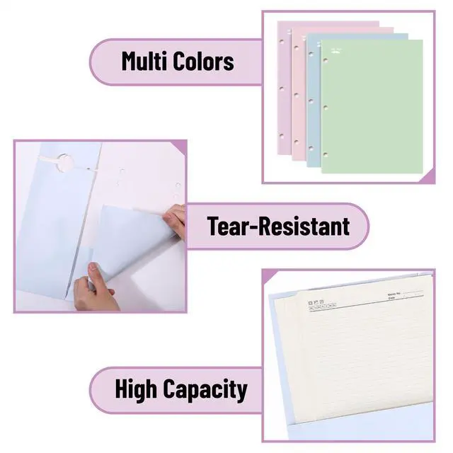 Alt view image 6 of 7 - Mr. Pen- 4-Pocket Folders, 4 Pack, 12.5" x 9.5", Pastel Colors