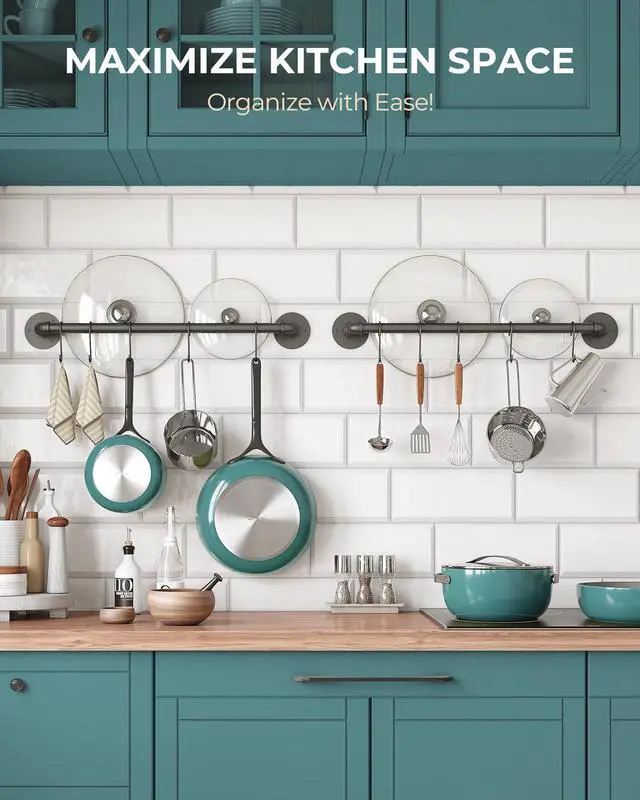 Alt view image 2 of 7 - OROPY 21'' Pot Rack Wall Mounted, Iron Pipe Hanging Rack, 10 S Hooks, 2Pack
