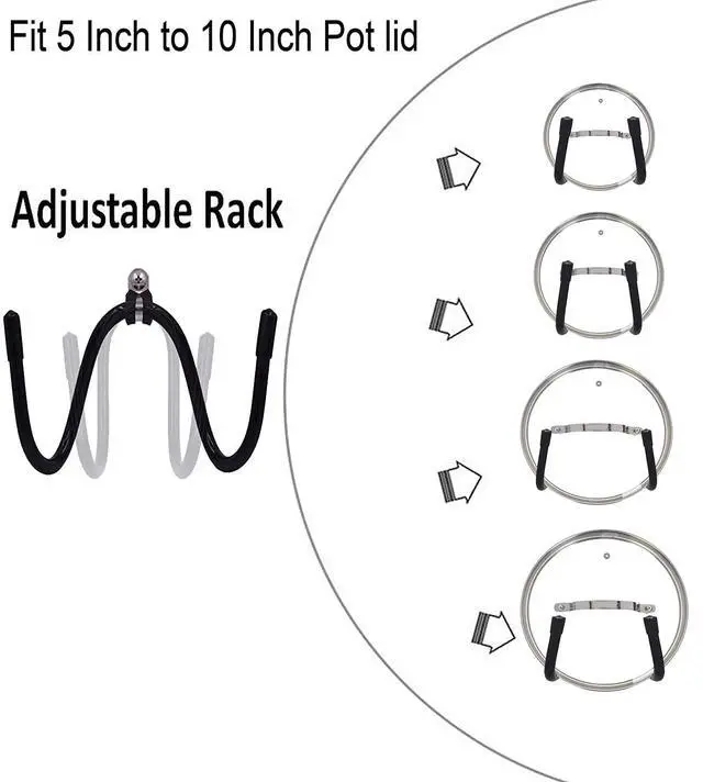 Alt view image 3 of 7 - Pmsanzay Cabinet Door Pan Lid Organizer, Set of 4, Wall Mount Pot Lid Rack - No Scratch