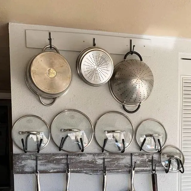 Alt view image 5 of 7 - Pmsanzay Cabinet Door Pan Lid Organizer, Set of 4, Wall Mount Pot Lid Rack - No Scratch