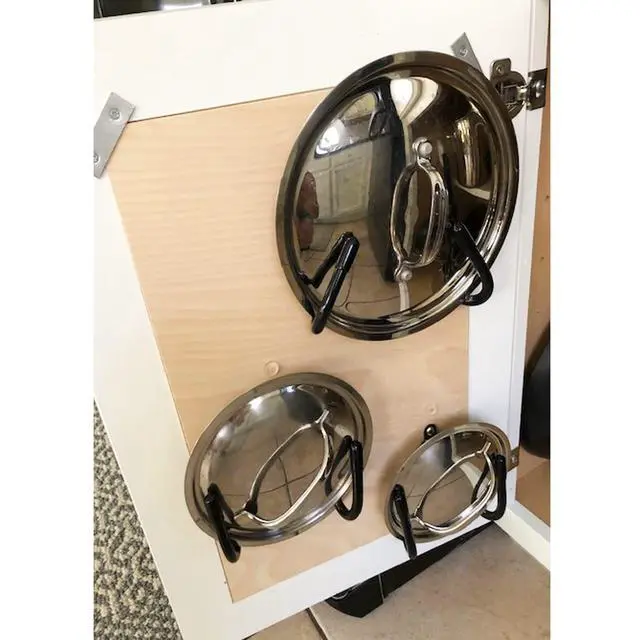 Alt view image 6 of 7 - Pmsanzay Cabinet Door Pan Lid Organizer, Set of 4, Wall Mount Pot Lid Rack - No Scratch