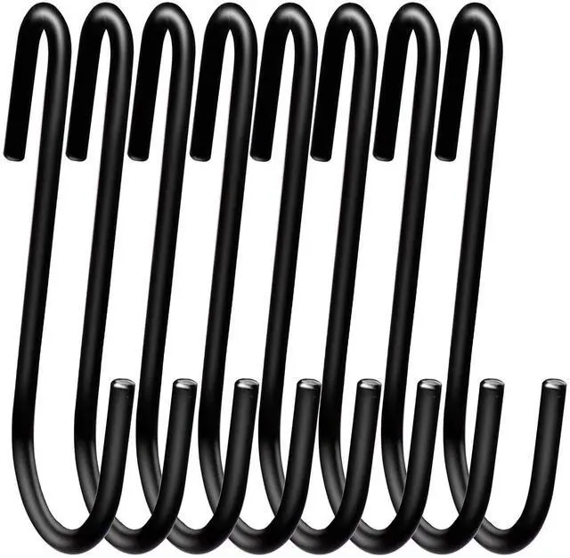 Main image of ESFUN 18 Pack 4 inch Heavy Duty S Hooks Pan Pot Holder Rack Hooks S Shaped Hooks Hangers for Oval Ceiling Pot Rack Hanging Kitchenware Spoons Pans Pots Utensils Clothes Bags Towels Plants (Black)