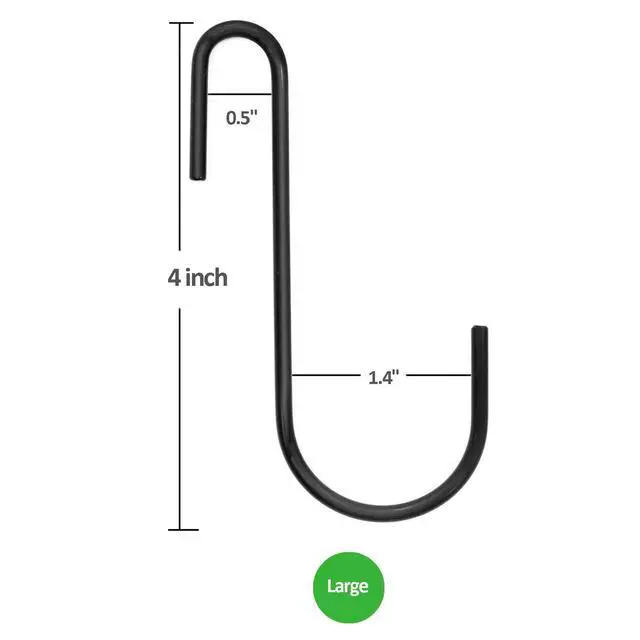 Alt view image 2 of 7 - ESFUN 18 Pack 4 inch Heavy Duty S Hooks Pan Pot Holder Rack Hooks S Shaped Hooks Hangers for Oval Ceiling Pot Rack Hanging Kitchenware Spoons Pans Pots Utensils Clothes Bags Towels Plants (Black)