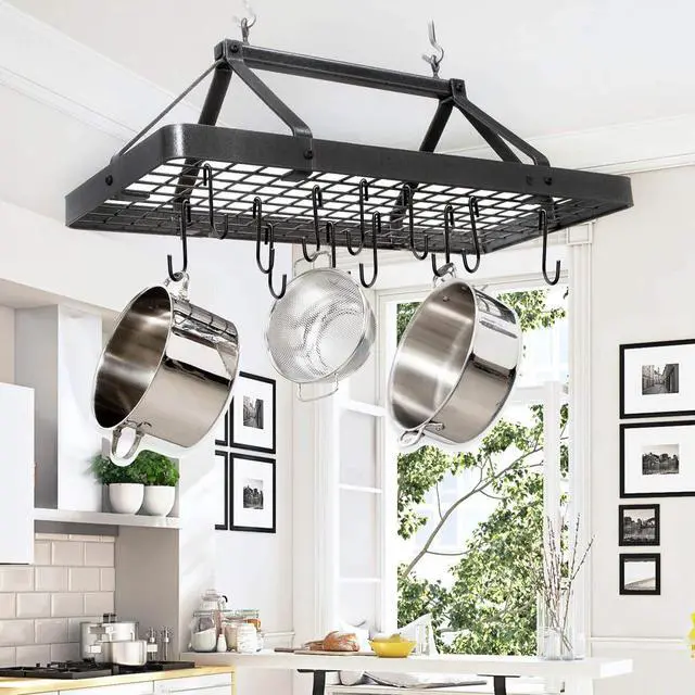 Alt view image 4 of 7 - ESFUN 18 Pack 4 inch Heavy Duty S Hooks Pan Pot Holder Rack Hooks S Shaped Hooks Hangers for Oval Ceiling Pot Rack Hanging Kitchenware Spoons Pans Pots Utensils Clothes Bags Towels Plants (Black)
