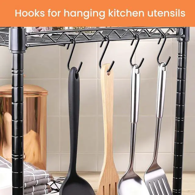 Alt view image 5 of 7 - ESFUN 18 Pack 4 inch Heavy Duty S Hooks Pan Pot Holder Rack Hooks S Shaped Hooks Hangers for Oval Ceiling Pot Rack Hanging Kitchenware Spoons Pans Pots Utensils Clothes Bags Towels Plants (Black)