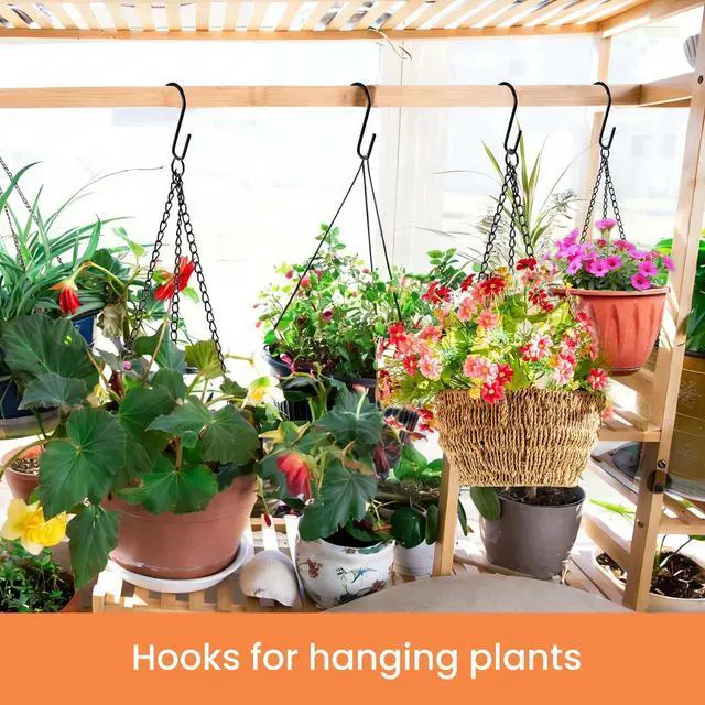 Alt view image 6 of 7 - ESFUN 18 Pack 4 inch Heavy Duty S Hooks Pan Pot Holder Rack Hooks S Shaped Hooks Hangers for Oval Ceiling Pot Rack Hanging Kitchenware Spoons Pans Pots Utensils Clothes Bags Towels Plants (Black)