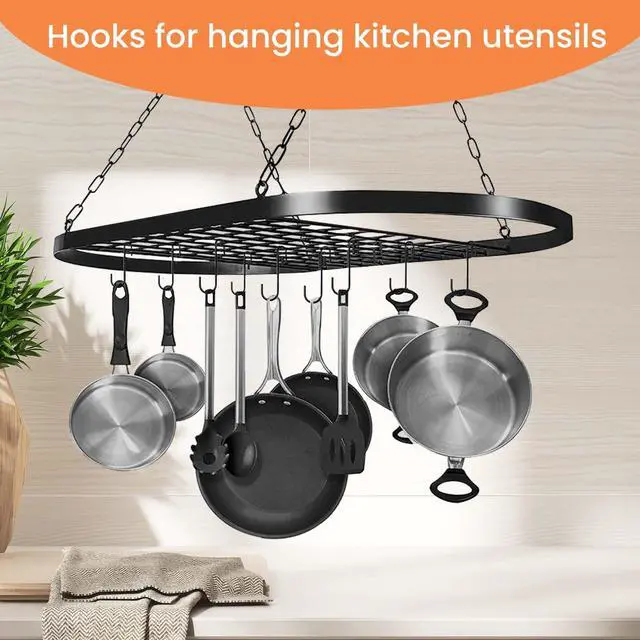 Alt view image 7 of 7 - ESFUN 18 Pack 4 inch Heavy Duty S Hooks Pan Pot Holder Rack Hooks S Shaped Hooks Hangers for Oval Ceiling Pot Rack Hanging Kitchenware Spoons Pans Pots Utensils Clothes Bags Towels Plants (Black)