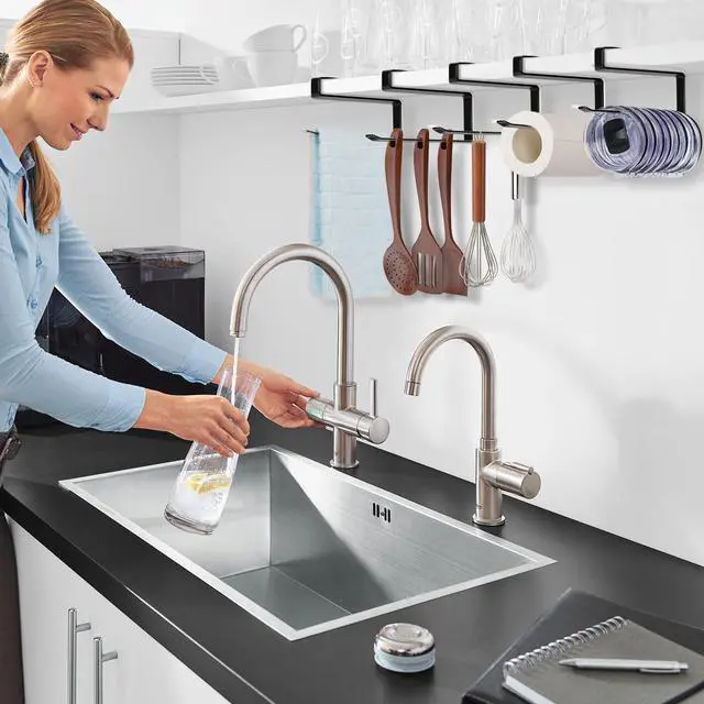 Alt view image 7 of 7 - Tumbler Lid Organizer, Horizontal Tumbler Lid Storage Hook Up to 10 Lids, Space Saving Cup Lid Holders Under Cabinet Tumbler Lid Hook for Kitchen Organizer and Storage,Hanging Paper Towel Rack Hanger