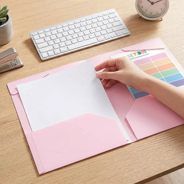 Alt view image 2 of 7 - Folders with Pockets and Tabs, 6 Pack Plastic File Folders with 18 Labels, Letter Size School Folders with Pockets, Color-Coded Project Folders for School, Home and Office Soft Pastels Colors