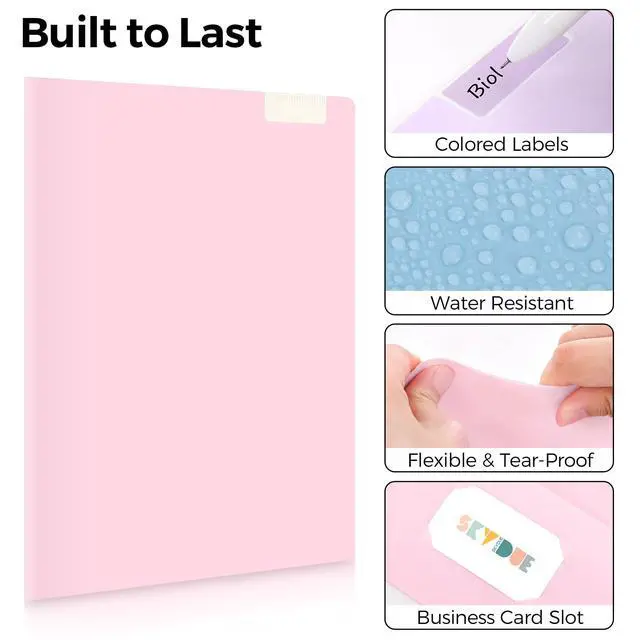 Alt view image 4 of 7 - Folders with Pockets and Tabs, 6 Pack Plastic File Folders with 18 Labels, Letter Size School Folders with Pockets, Color-Coded Project Folders for School, Home and Office Soft Pastels Colors